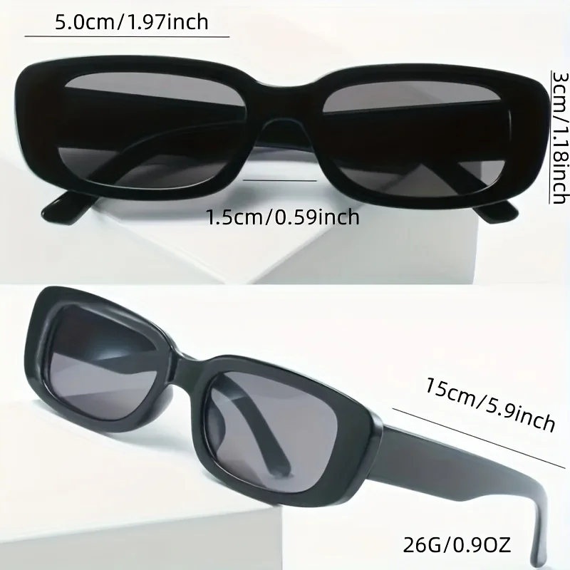 Rectangle Fashion Sunglasses For Women Men Retro 90S Vintage UV400 Sun Shades Glasses For Summer Beach Travel image 3