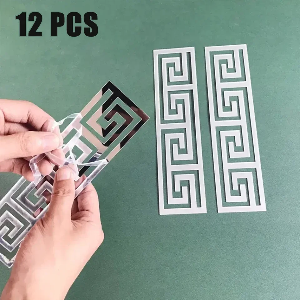 12-piece acrylic mirror-effect self-adhesive trim strip set for ceilings walls and furniture edges ideal for modern European int