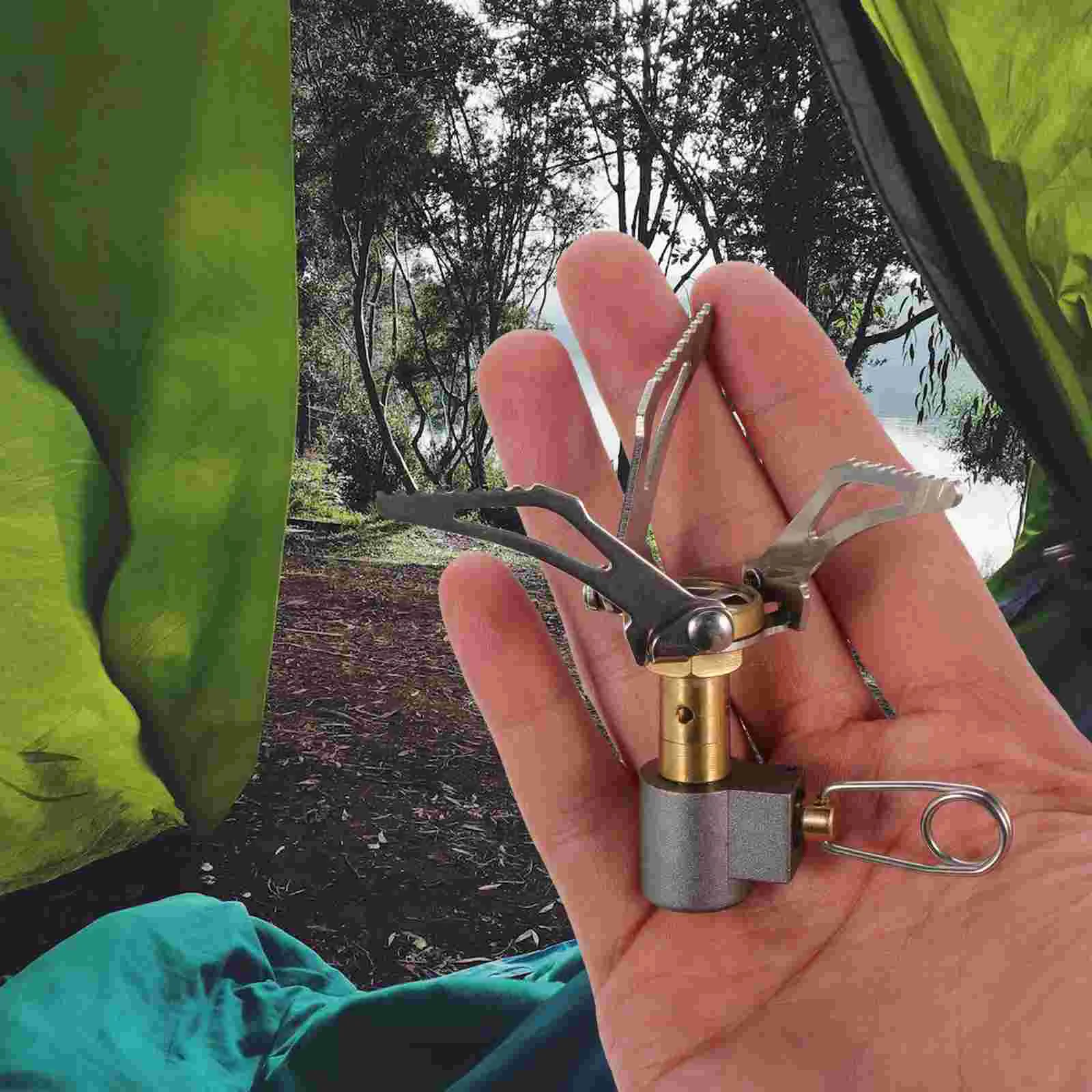 Stainless Steel Mini Portable Outdoor Picnic Camping Integrated Gas Stove(Golden) outdoor gas stove Mini Camping Stove