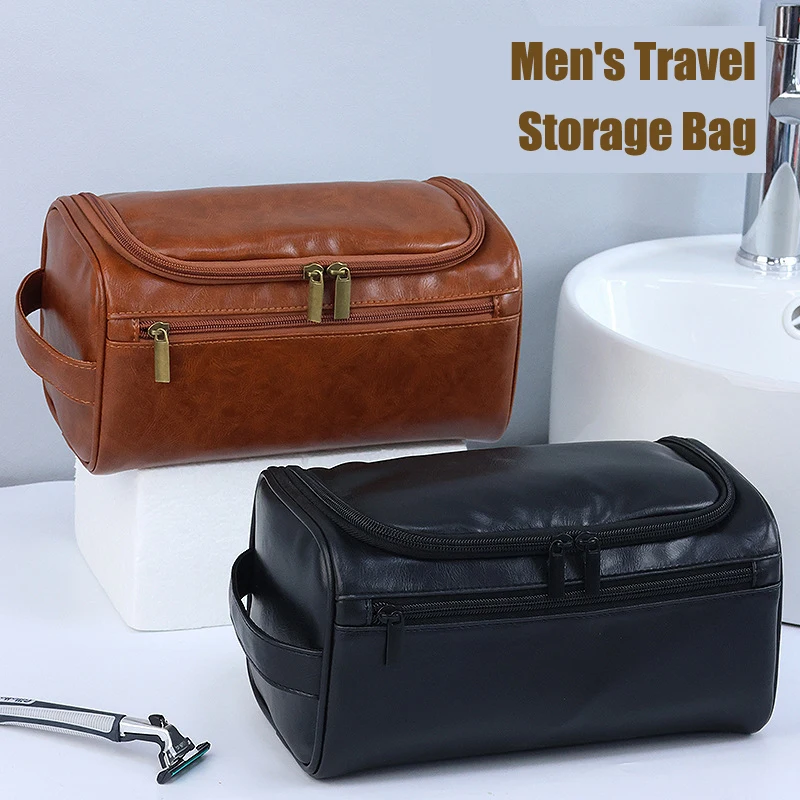 

Men Gift Vintage Luxury Toiletry Bag Travel Necessary Business Cosmetic Makeup Cases Male Hanging Storage Organizer Wash Bags