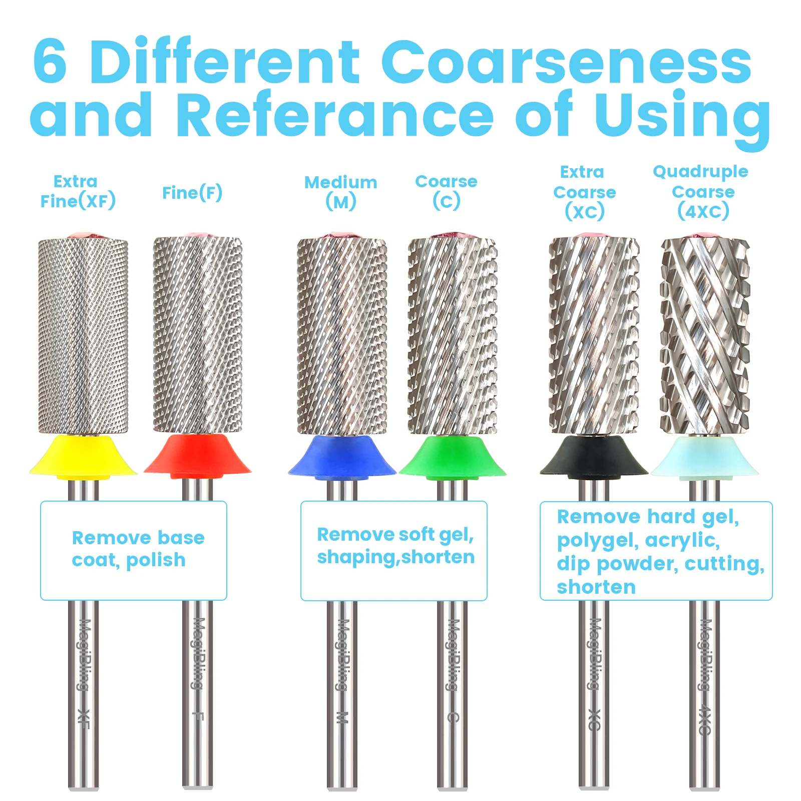 MagiBling Heart Shape Diamond Top Large Barrel Carbide Nail Drill Bit Cutter Left Right Hand Use Gel Polishing Remover 3/32"