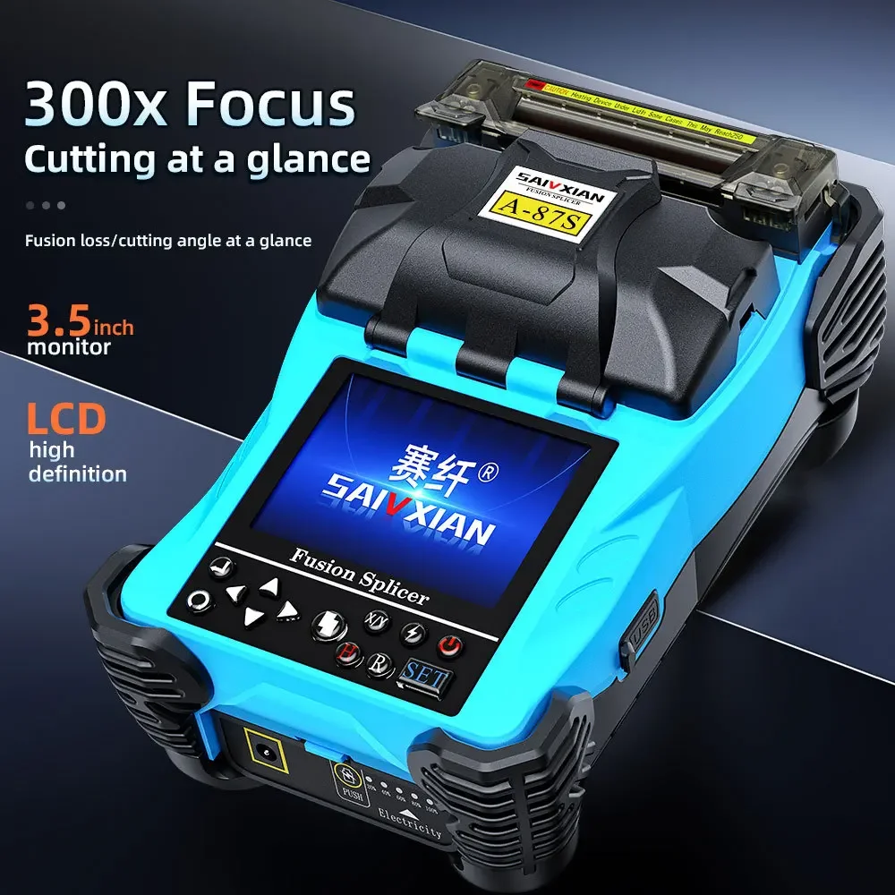 SAIVXIAN A-87S Multi-Language FTTH Fiber Optic Splicing Machine Optical Fiber Fusion Splicer Fiber Optic Tool Set