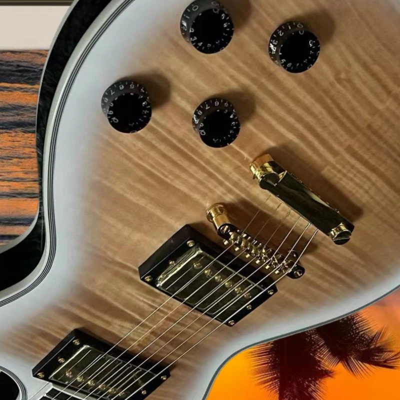 

Gradient Flamed Maple Top Electric Guitar HH Pickups Gold Hardware Mahogany Body Free Shipping