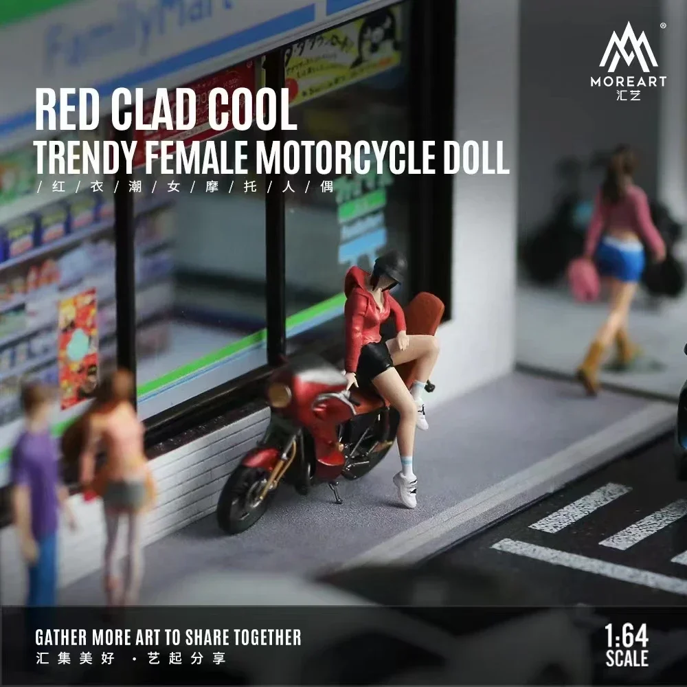 

MoreArt 1:64 Motorbike Lady Set Display Model Car Resin Collection