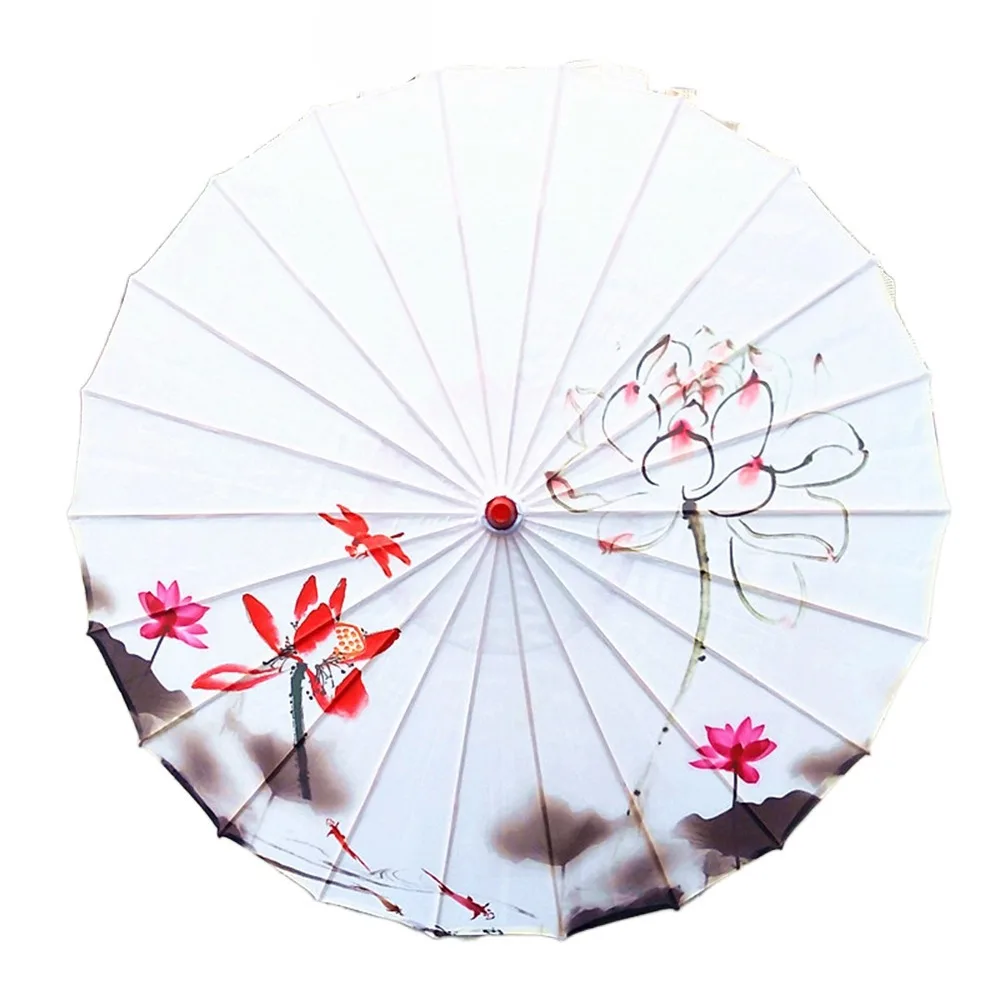 

Handmade Silk Cloth Women Umbrella Waterproof Decorative Chinese Oil Paper Umbrella Rain Proof Costume Parasol Hotel Ceiling