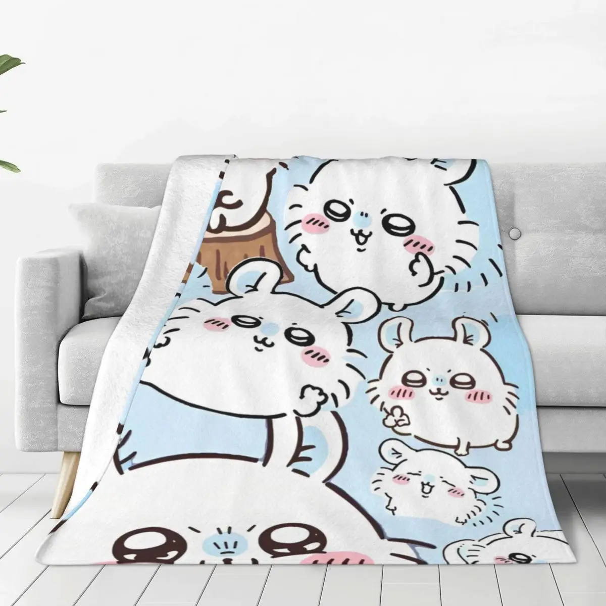 Soft BlanketBoy Girl Picnic Cute Chiikawa (12)-bayingimg Throw Blanket Flannel Bedspread For Living Room Print Sofa Bed Cover