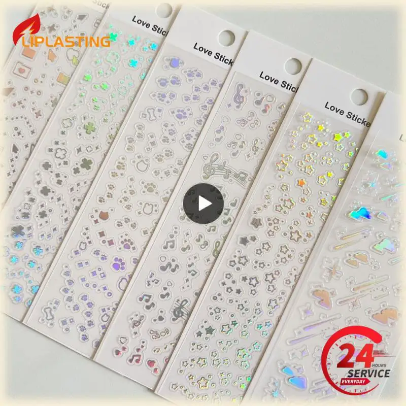 Hand Account Stickers 5.5 * 17cm 6 Pattern Types Eye-catching Strong Viscosity Creative Laser Cut Adhesive Decal Laser Sticker