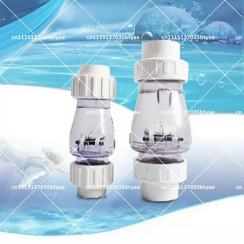 Transparent Check Valve for Pool Systems, Clear PVC One Way Valve Accessory with Visible Flow Indicator