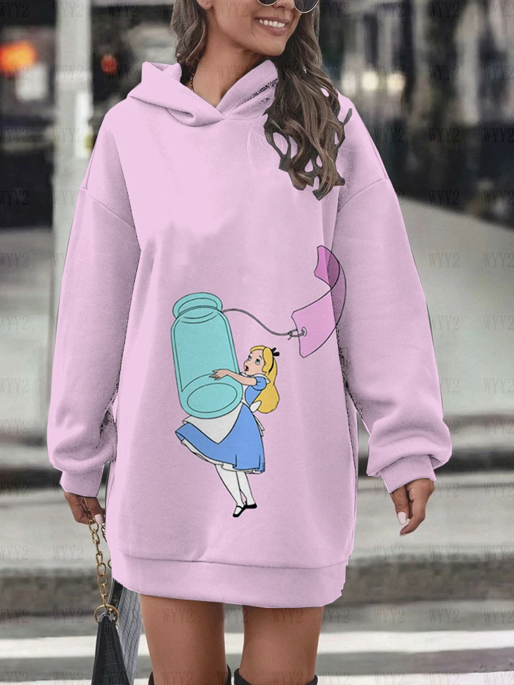 Disney Princess Alice in Wonderland Hoodie Dress Sweatshirt Fashion Dress Sweatshirt Dress All Over Print Hoodie Women