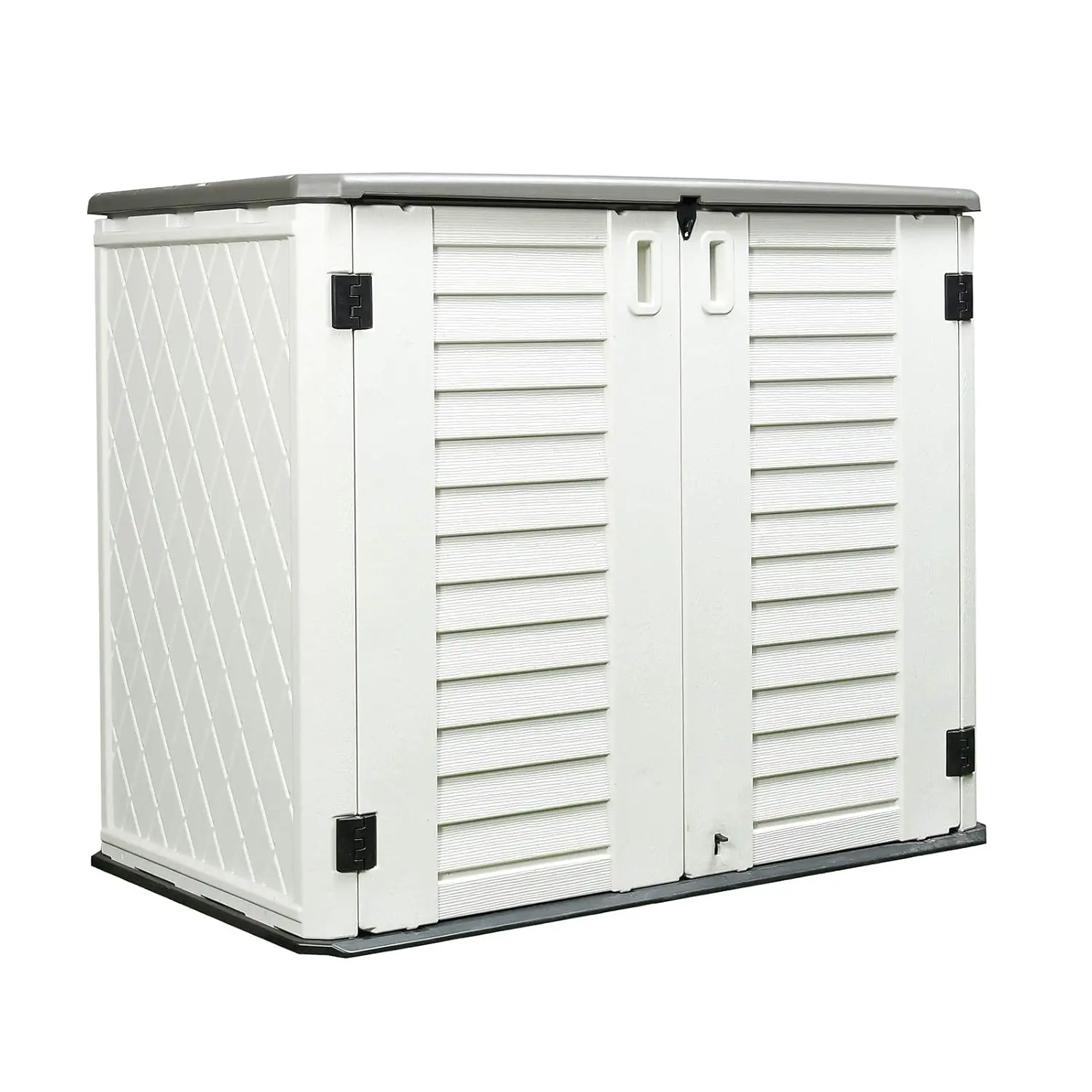 Horizontal Storage Shed Weather Resistant HDPE Lockable Large Outdoor Cabinet for Backyard Patio Garden 26 Cu.ft, Customized