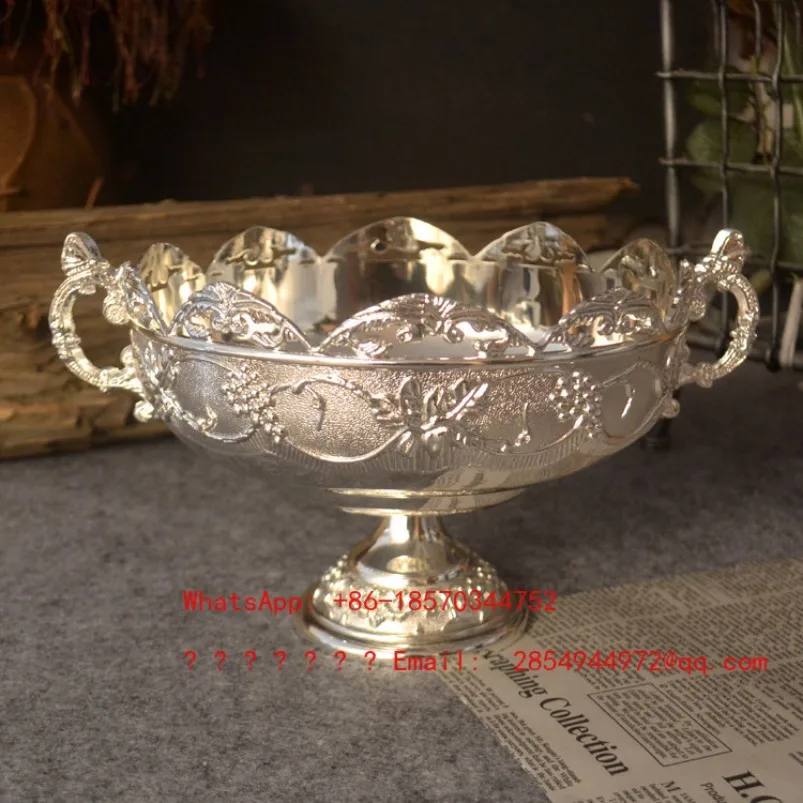 

Boutique European Fruit Plate Bright Silver Home Furnishing Hotel Decoration Supplies High-end Ornaments