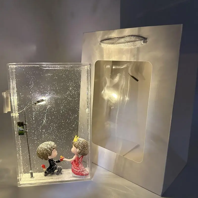 Handmade DIY Snowy Night Flowing Small Night Light Street Light Snow Simulation Kids Toy Doll Christmas Gift 2024 Xmas Navidad