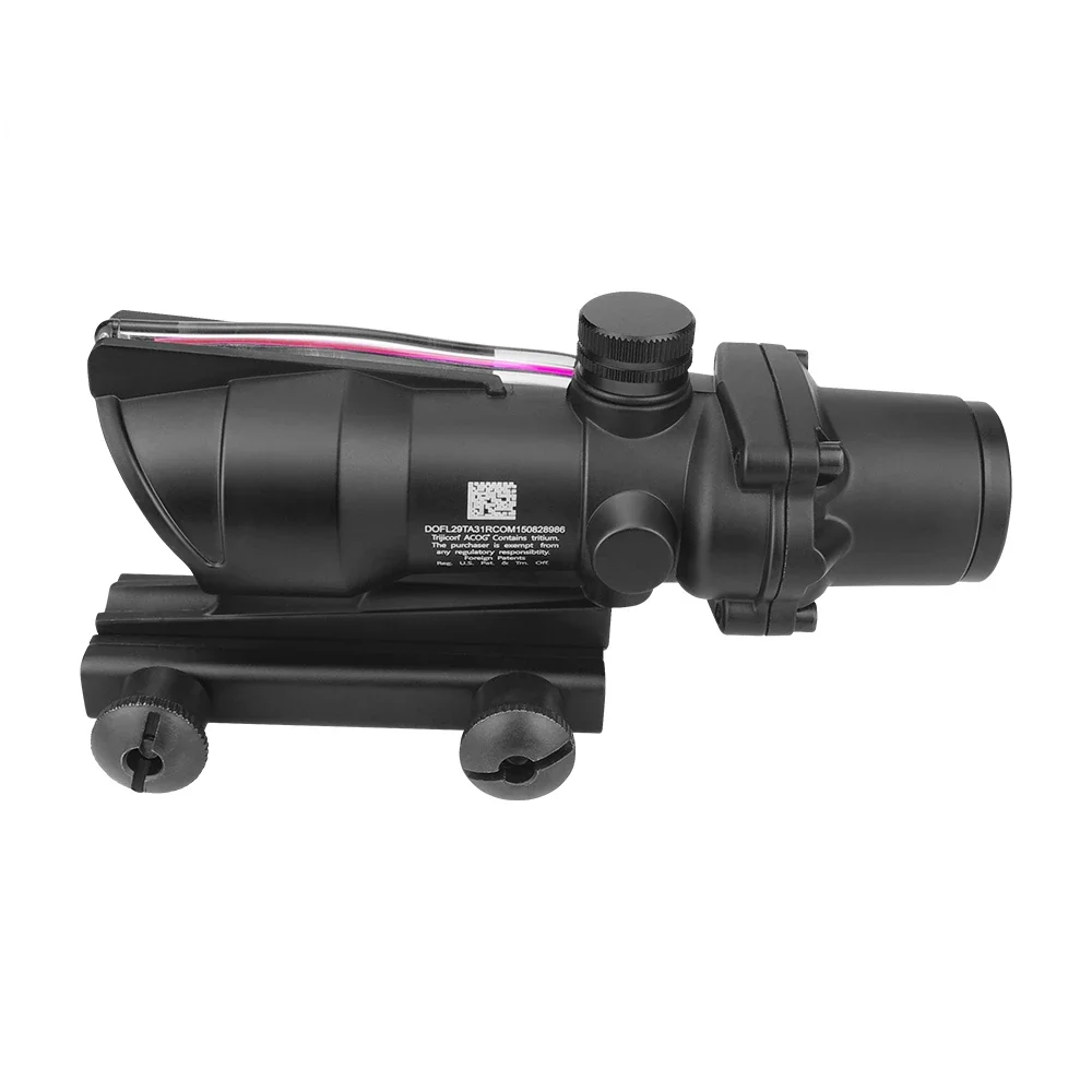 Tactical Optical Sight ACOG 4X32 AR15 Riflescope Hunting Fiber Optics Red Dot Illuminated Chevron Glass Etched Reticle