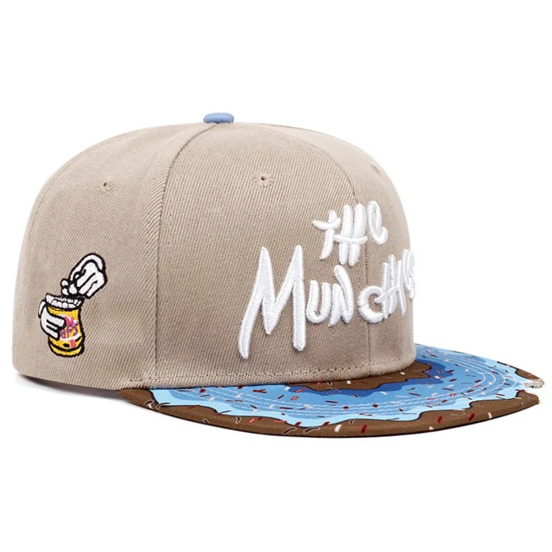 Cute Donut Drip Brim Snapback Cap, Graffiti Script Embroidery Flat Brim Hip Hop Hat 5 Designs for Men Women Streetwear - view 5