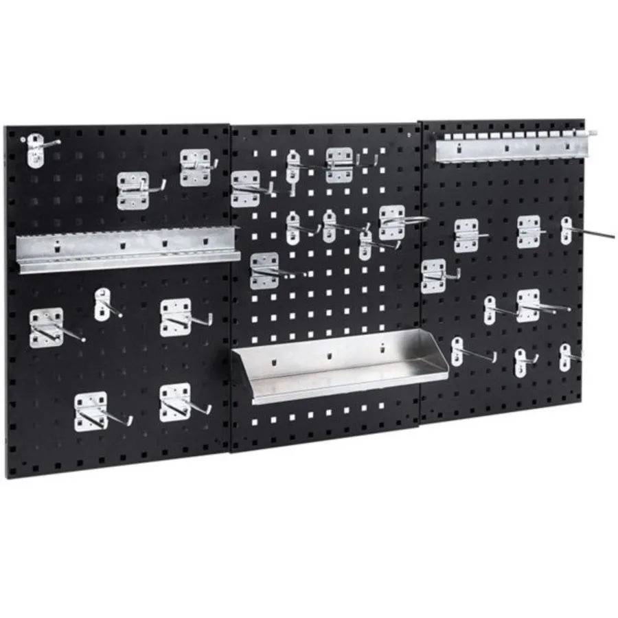 Black WallMounted Pegboard Wall Organizer Kit 4 ft.Metal Toolboard