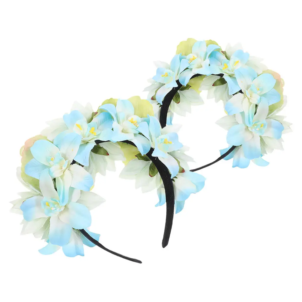 

2Pcs Artificial Flower Headbands Vintage Floral Hair Accessories for Women Party Festival Wedding Head Decoration Elegant