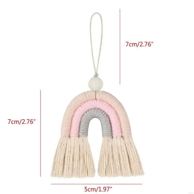 62CF Điện thoại động Trang trí Cầu vồng Dây đeo điện thoại Dây buộc Handmade Thủ công Mặt dây chuyền bông