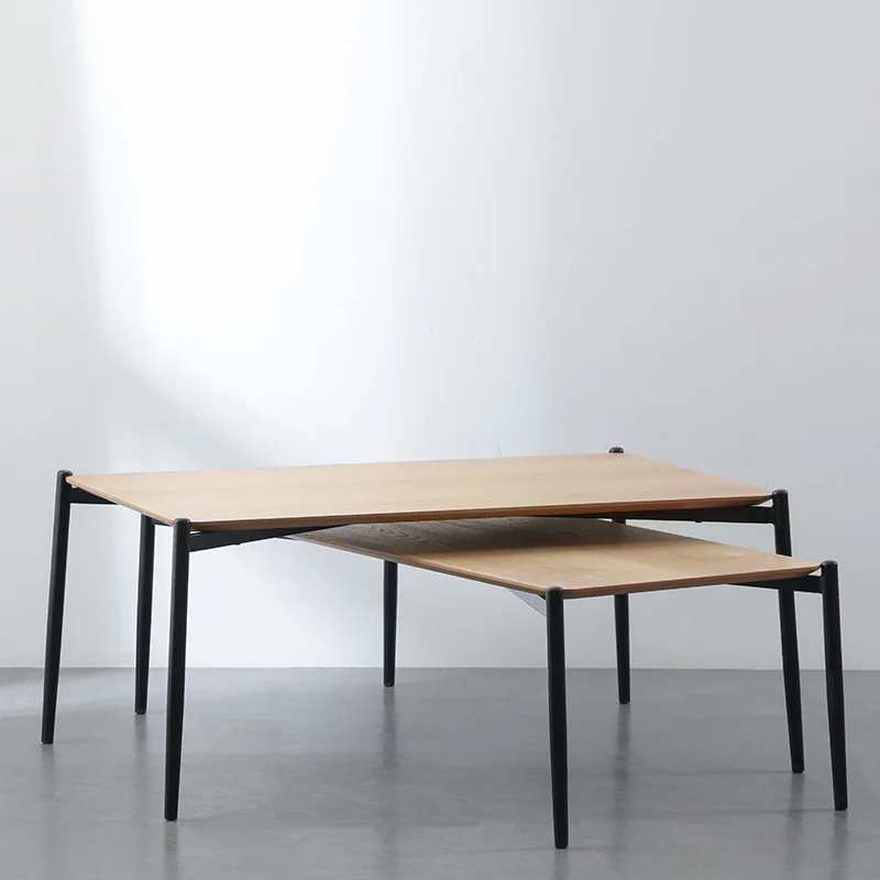 Simple long side table Danish design Nordic wrought iron creative sofa coffee table solid wood