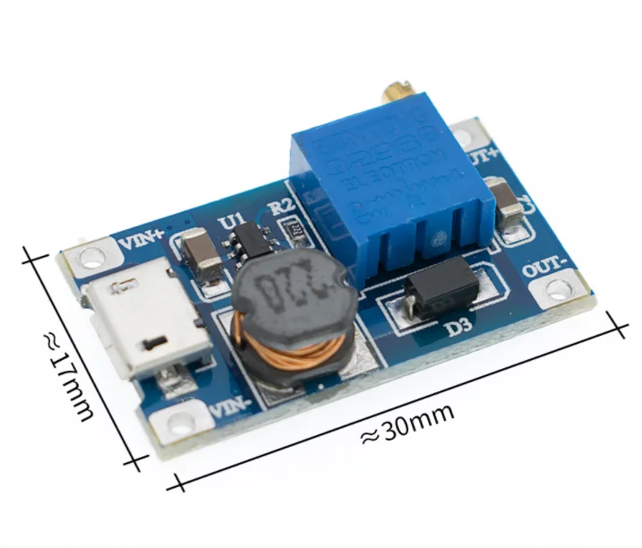 1pcs 100% New MT3608 DC-DC Adjustable Boost Module 2A Boost Plate Step Up Module MICRO USB 2V-24V to 5V 9V 12V 28V