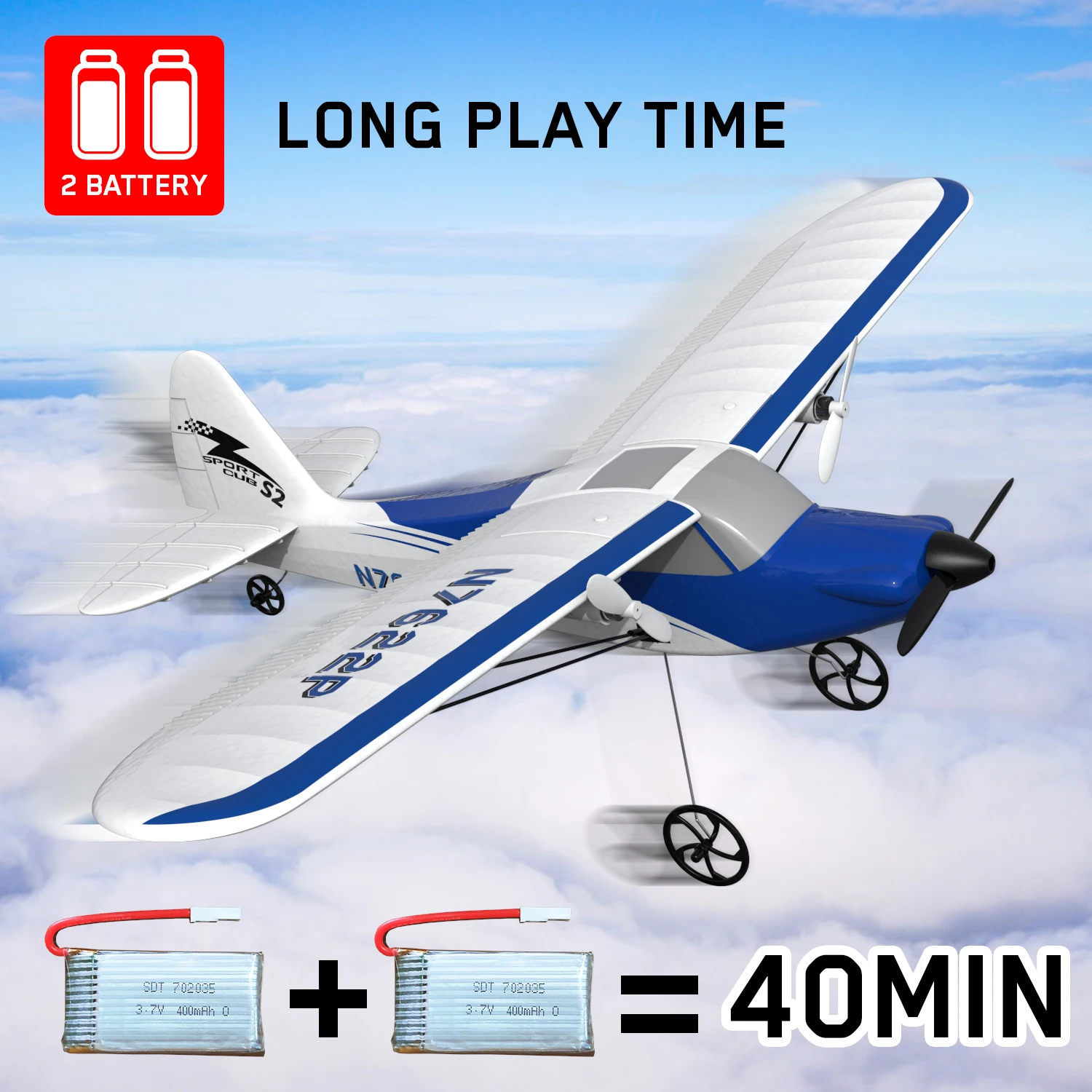 Sport Cub 500 RC Plane One-Key Aerobatic Remote Control Airplane with Xpilot Stabilization System 2.4G 2CH Glider Aircraft 762-2