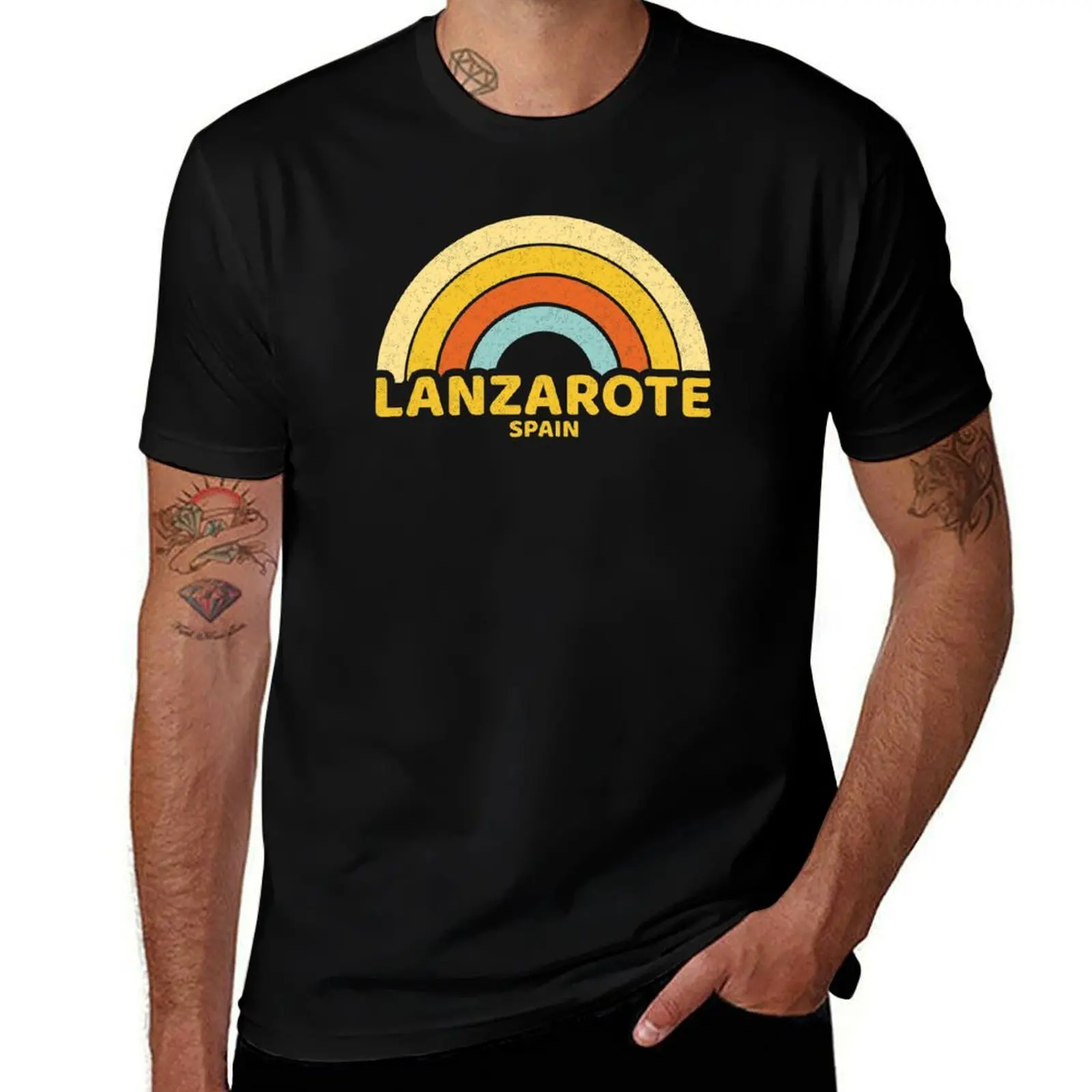 

Retro Lanzarote Spain T-Shirt cotton t shirts man 100% man t shirt cotton t shirts cotton 100% T-Shirt