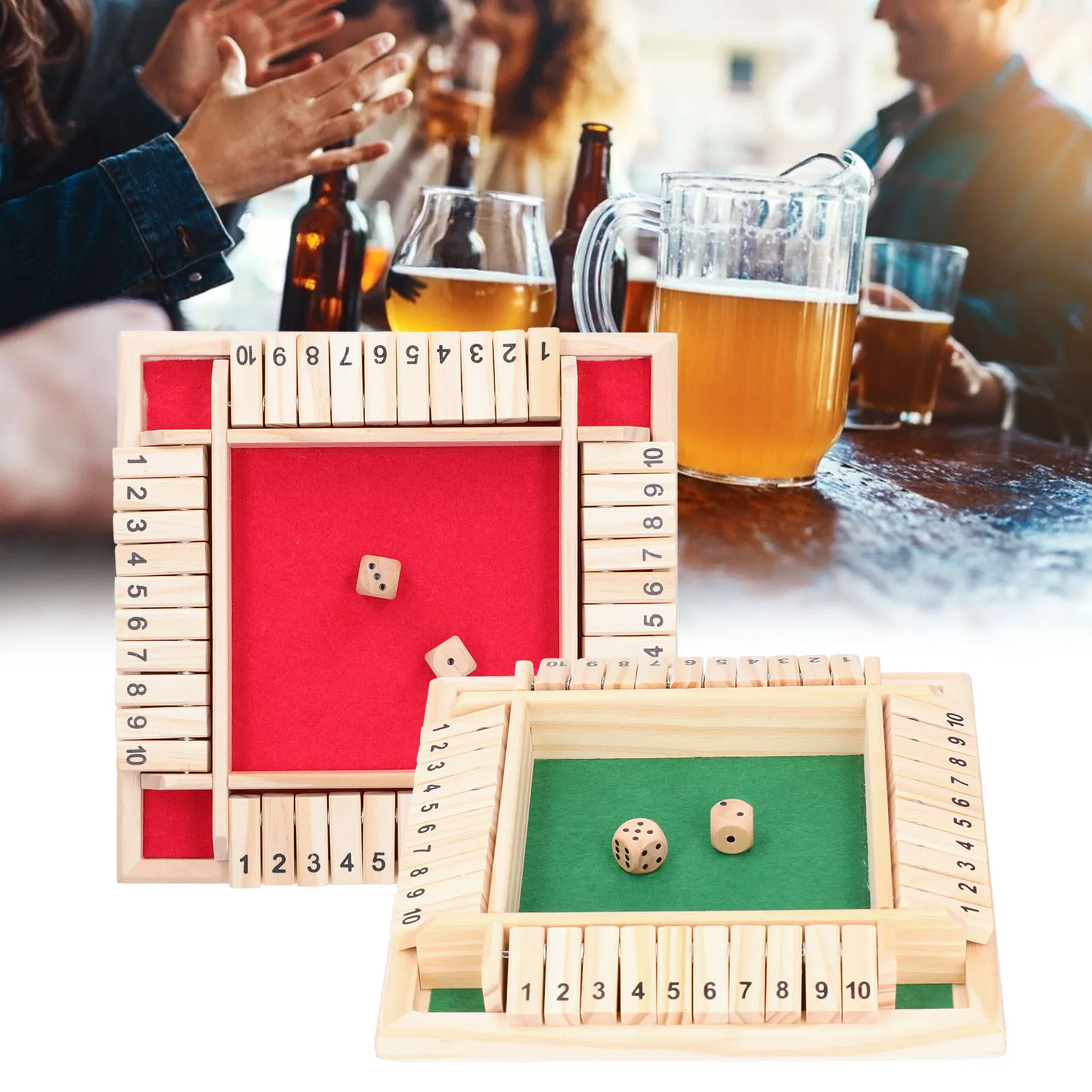 Dices Game Set Party Supplies Wood Board  Wooden Number Board Dices Game Set  for 4 People KTV Pub  Party Supplies Prop