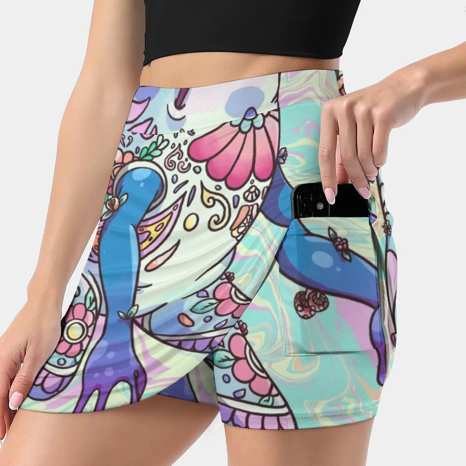 Pastel Loveland Frog Women's skirt Mini Skirts A Line Skirt With Hide Pocket Loveland Frog Cryptid Monster Pastel Pastel Goth