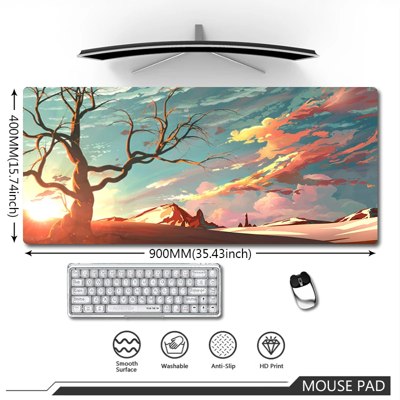 

Original Art Mouse Pad Large Mousepad Keyboard For Computers Mousepads Anti-slip Locking Edge Mousemat Office Carpet XXL 90x40cm