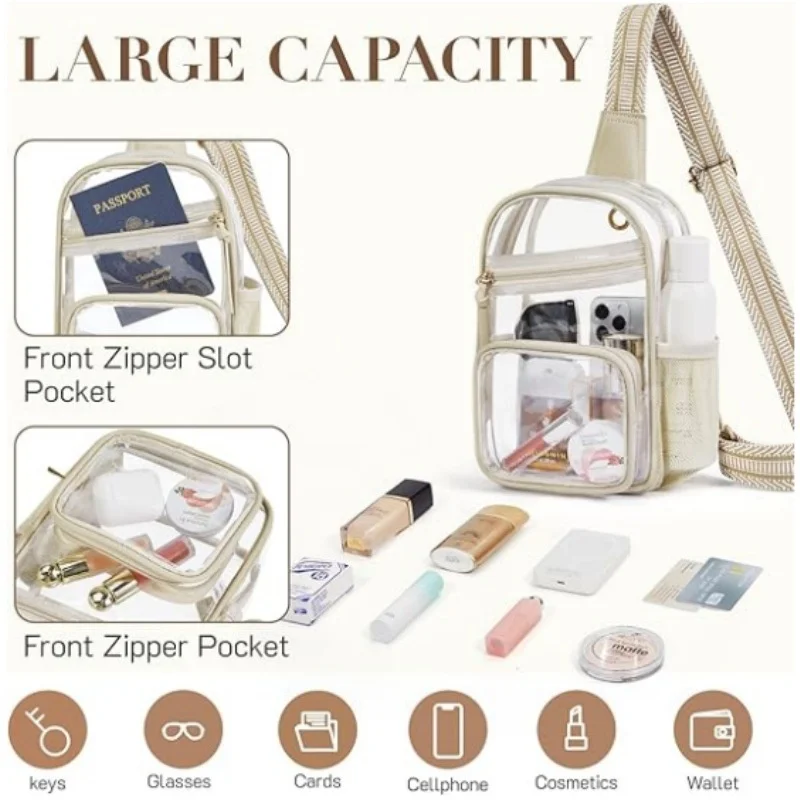 Casual Zipper Waterproof Clear Backpack Large Capacity Transparent Backpack School Bag Visible PVC Backpack Travel Bag For Women