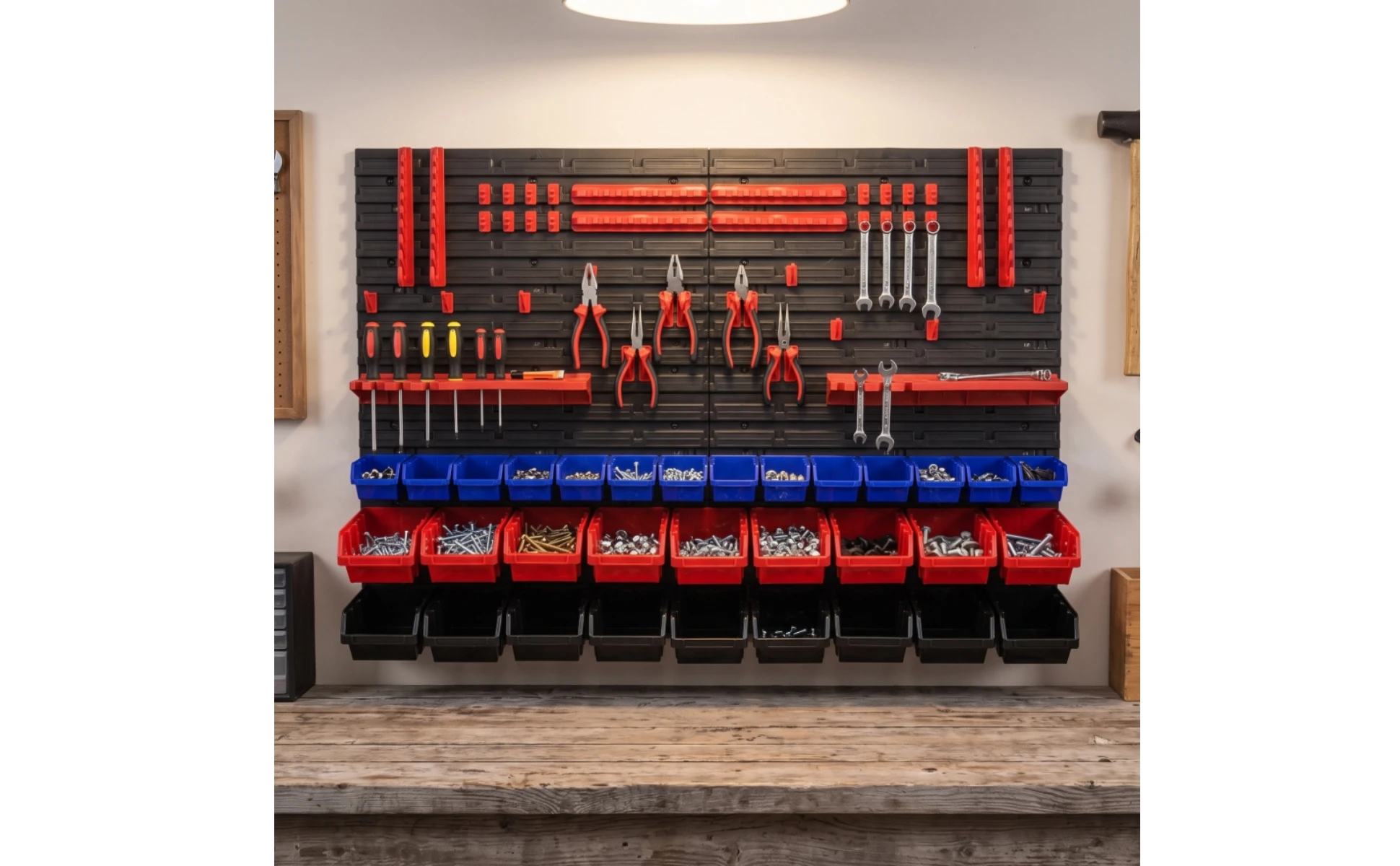 Pegboard Organizer with Bins Modular Tool Organizer Board Wall-Mounted Storage Rack with Bins Customizable for DIYers, Workshop