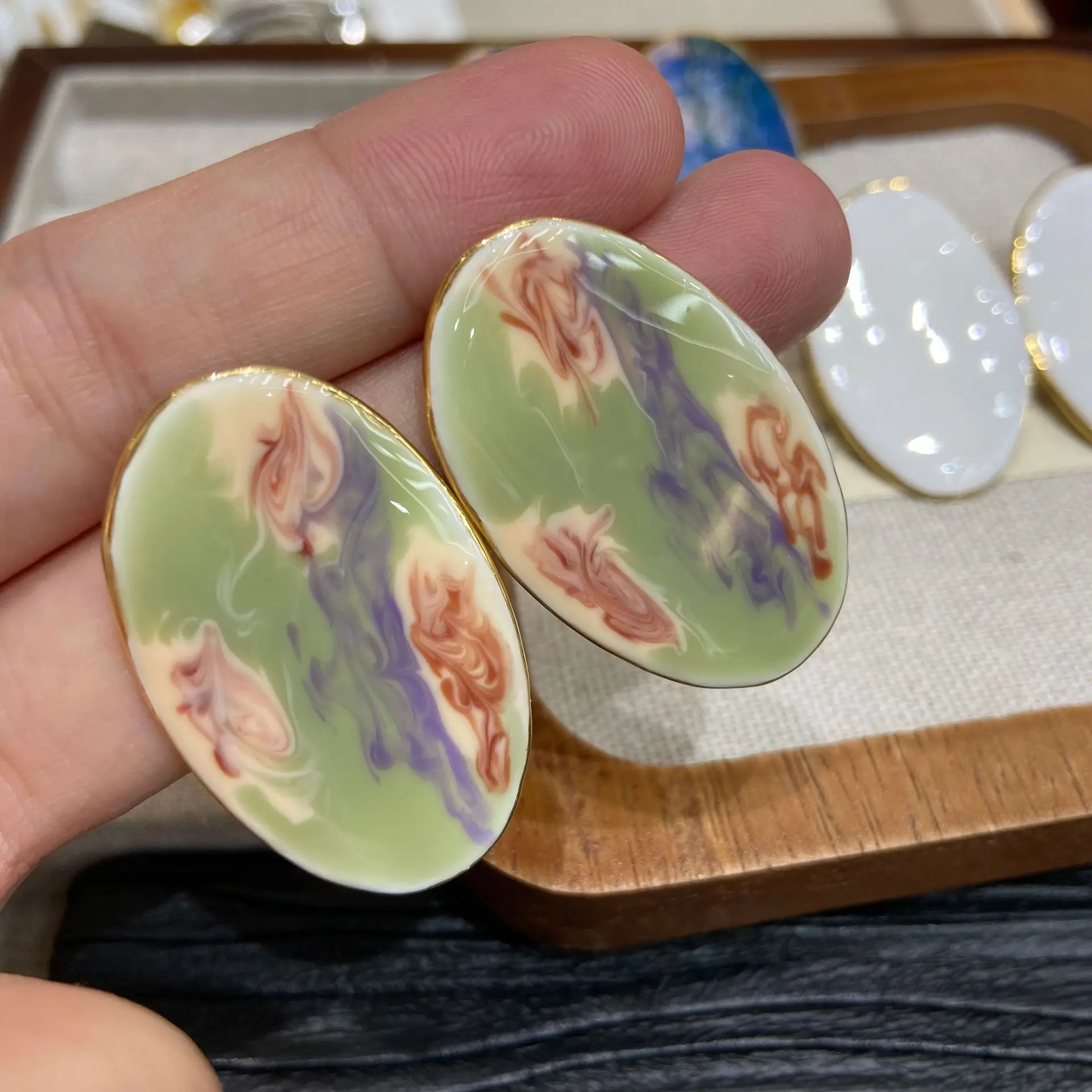 2025 New Vintage Monet Garden Van Gogh Series Oil Painting Long Earrings Elegance Ear Accessories Ladies Jewelry Banquet Gifts