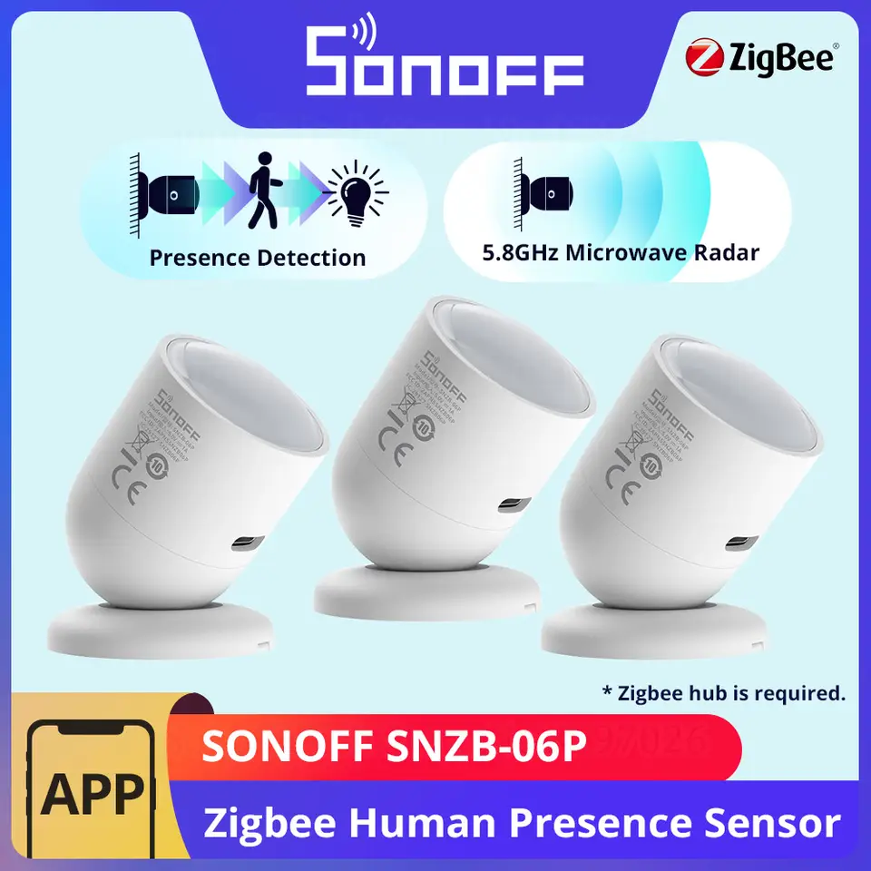 1-10 قطع SONOFF SNZB-06P مستشعر وجود بشري Zigbee 5.8GHz رادار ميكروويف مشهد ذكي ZBBridge-P eWeLink Alice Alexa Google