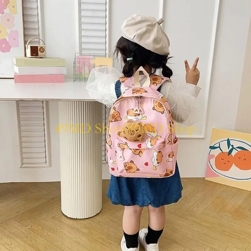 49md Leichtes Kinder -Rucksack mit lustigen Capybara -Cartoon -Schultasche für Kind