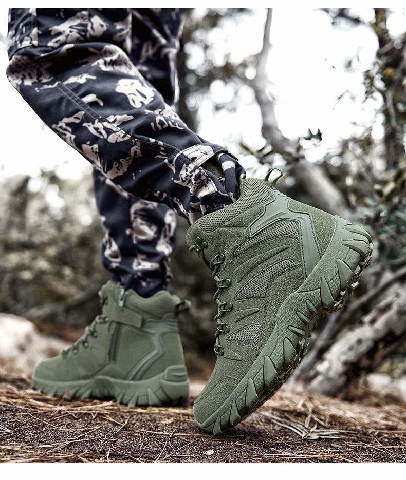 Taktische Stiefel für Herren, Armee-Schuhe, wasserdicht, Militär, Outdoor, Damen, Unisex, hochwertiges Training, ultraleicht, Camping, Sicherheit – Detail 7