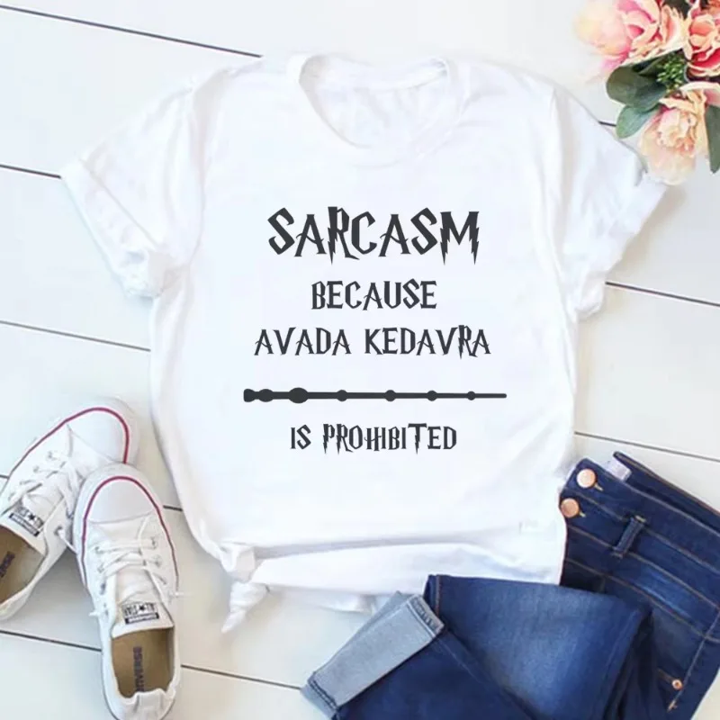 Ironic Because Avada Kedavra Banned Shirt Ceramic T-Shirt Wizard Shirt Magic Stick Superhero HP Book Scroll Plus Size T-Shirt