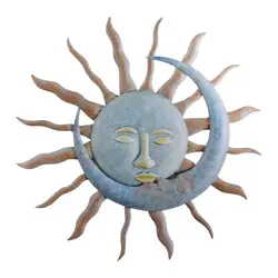 Sun And Moon Wall Hanging Ornaments Decor Celestial Face Decor Sun Wall Art Plaque Sculpture Indoor Living Room Bedroom Outdoor