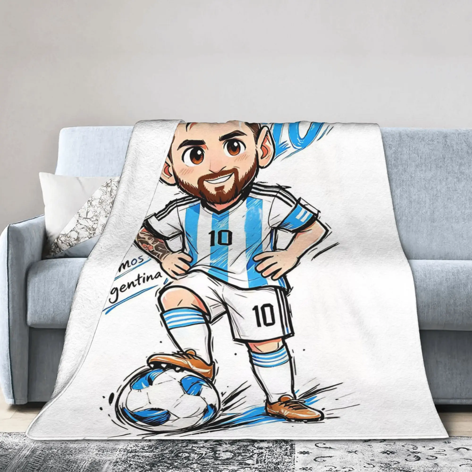 Argentina Soccer Football Number 10 Blankets  Plush Funny Breathable Throw Blanket for Bed Sofa Autumn/Winter
