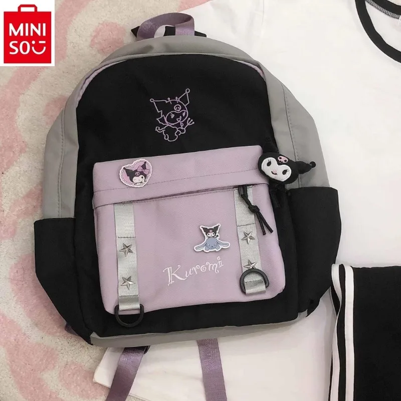 حقيبة ظهر مطبوعة بسعة كبيرة من MINISO-Sanrio لطلاب الجامعات ، كارتون كورومي ، أزياء حلوة