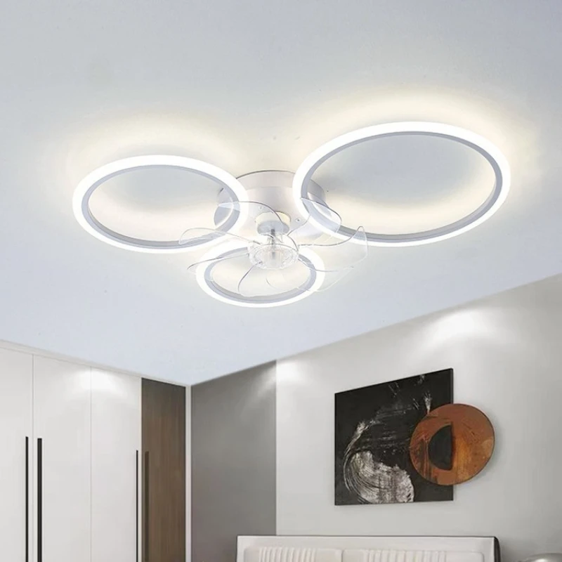 Living Room Ceiling Ring Fan Lamp Restaurant Bedroom Decoration Ceiling Fan Light Creative Simple LED Home Integrated Lighting