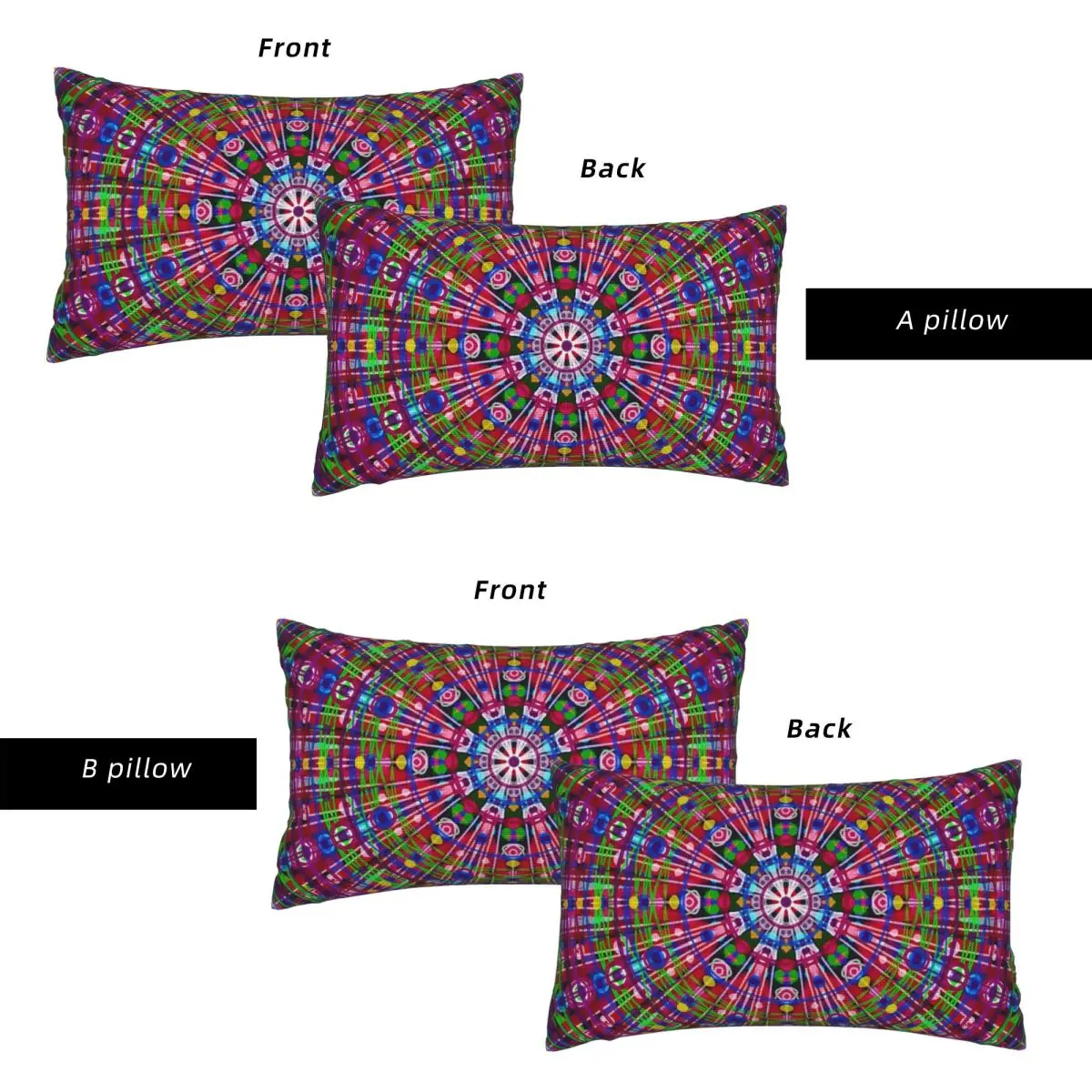 Kaleidoscope Mandala, DMT Trip Design de Angela Dufour, funda de almohada rectangular de lino, funda de cojín, almohada decorativa para el hogar