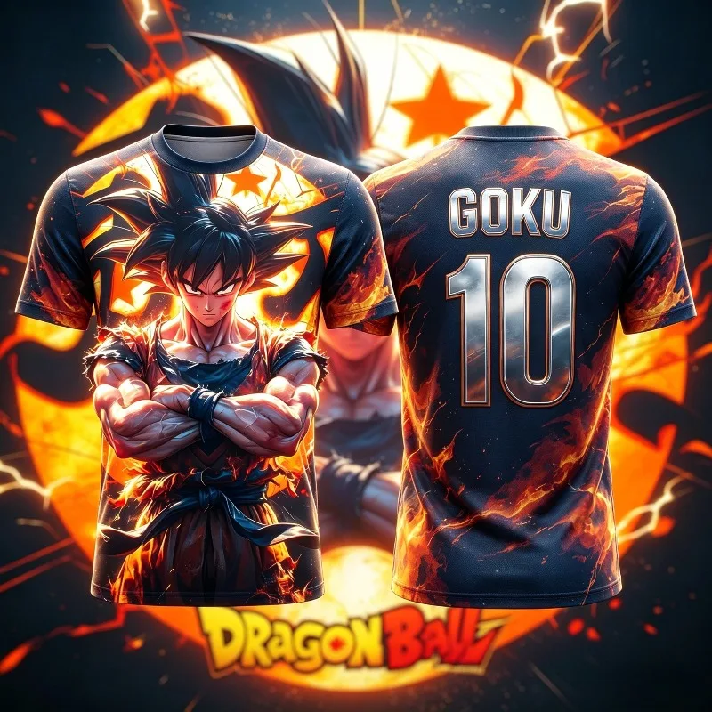 

2026 New Summer Dragon Ball Retro Fitness T-shirt Men's Oversized 3D Printed Short-sleeved Family Unisex Children's Sports Shirt