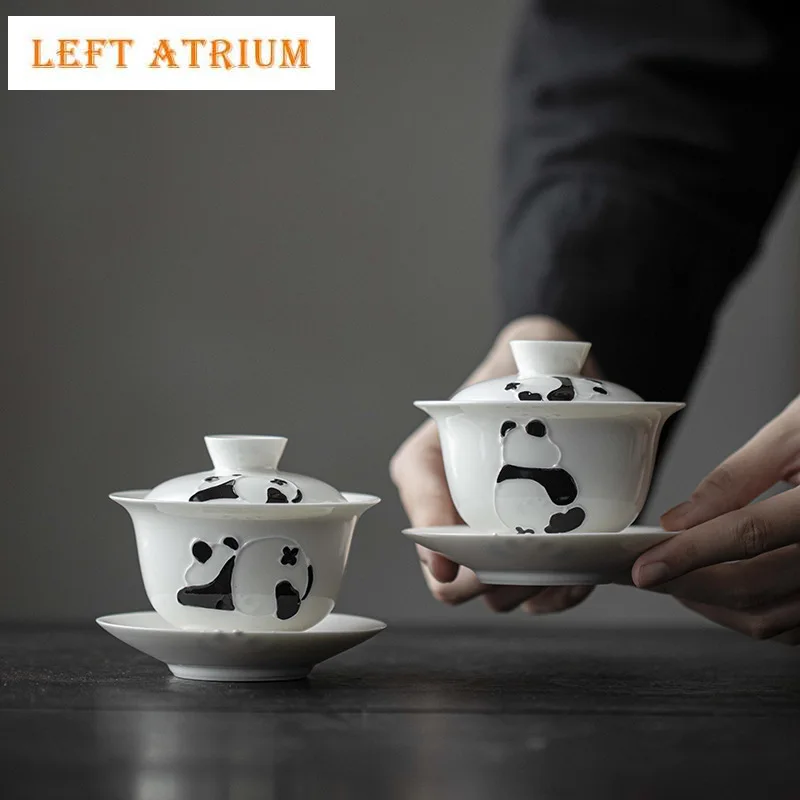 

150ml Hand-painted Panda Gaiwan Cute Animals Three Talent Sopera Tea Tureen Luxury Tea Maker Cover Bowl Teaset Collection Gifts