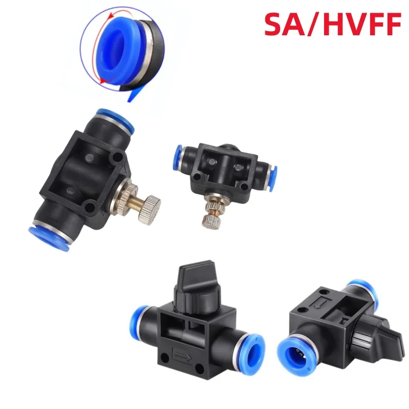 HVFF SA Air Manual Valve 4mm 6mm 8mm 10mm 12mm Pneumatic Push In Quick Joint To Turn Switch Manual Current-limiting Valve