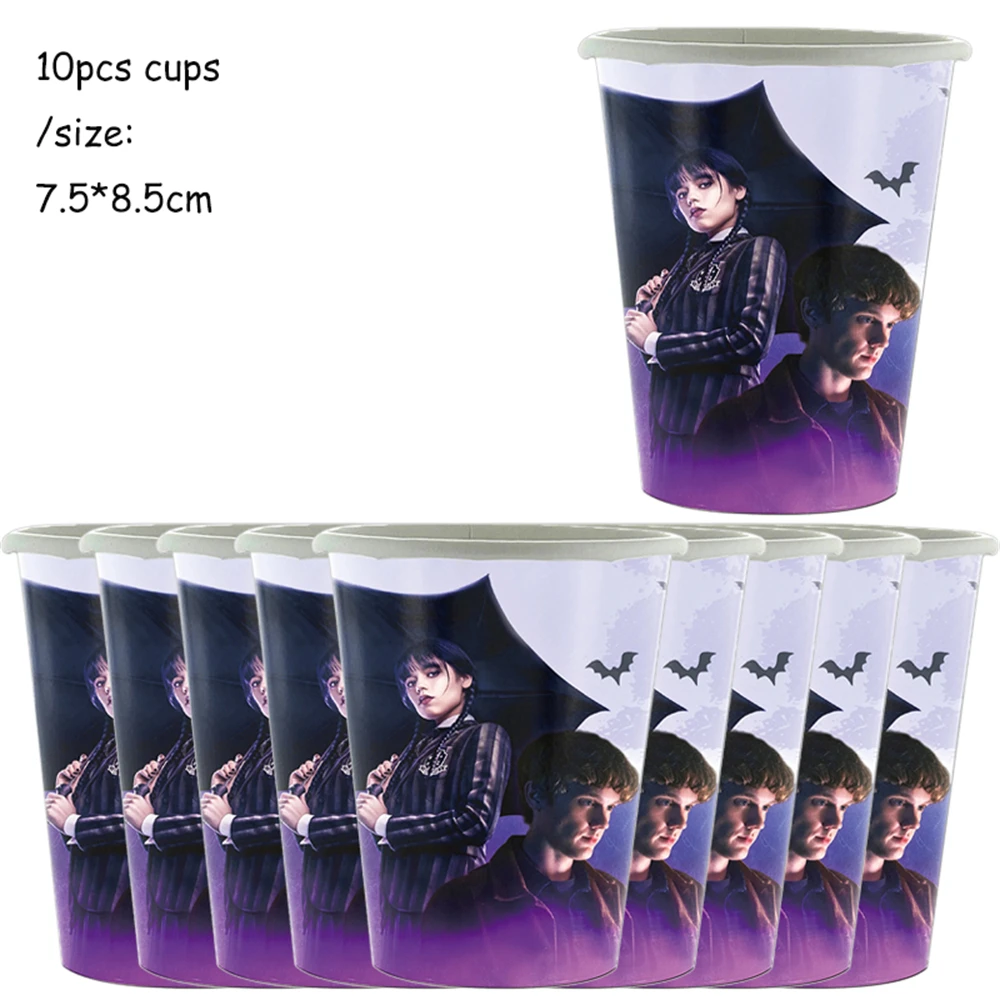 Wednesday Addams Birthday Party Decoration Wednesday Addams Birthday Party Invites Paper Cup Plates Balloon Girls Event Supplies