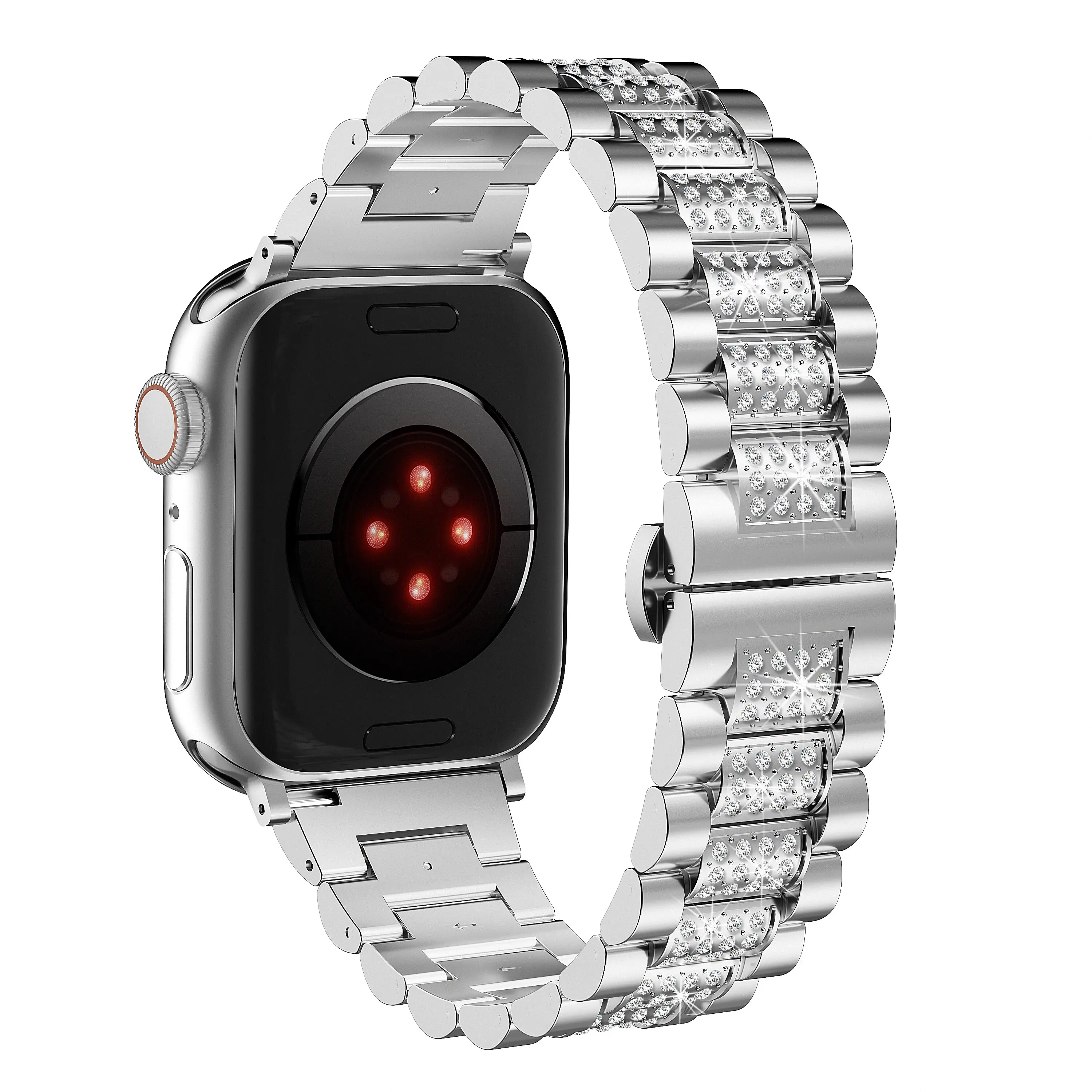 Pulseira feminina de diamante para apple watch ultra 49mm 46mm 44/45mm pulseira de metal para iwatch 10 9 8 38 40 41mm smartwatch correa