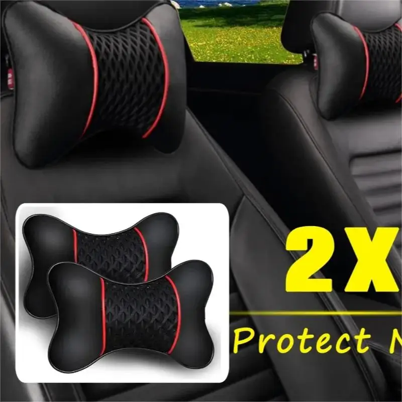 2024 New Elastic Ice Silk Leather Headrest Double-sided Leather Car Car Truck Interior Headrest Neck Pillow