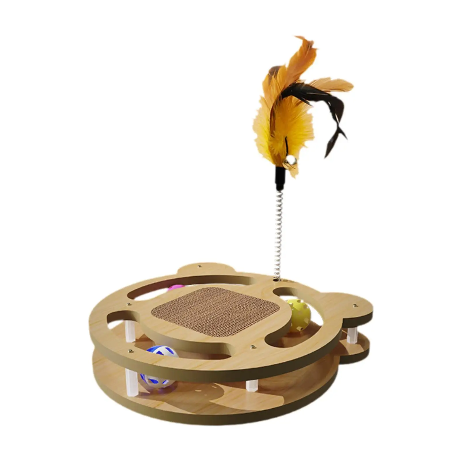 

2 Layer Cat Balls Track Toy for Kitten with Ball Funny Interactive Cat Teaser