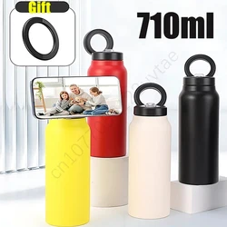 24oz Insulated Stainless Steel Sports Water Bottle with Magnetic Lid & Phone Holder - BPA-Free Perfect for Outdoor Activities