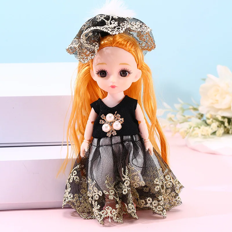 16 ซม.เด็กน่ารักแต่งตัวเจ้าหญิงตุ๊กตาตุ๊กตาBJD 1/12 พร้อมเสื้อผ้าและรองเท้าDIYเคลื่อนย้ายได้ 13 ข้อต่อแฟชั่นรูปตุ๊กตาสาวของขวัญ