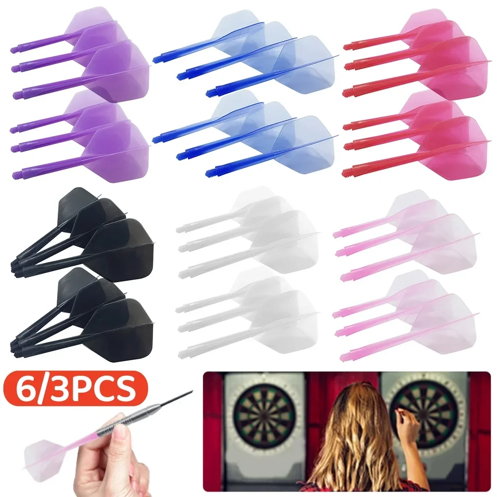 6/3Pcs 2BA Integrated Dart Flights Shaft Anti-Fall Professional Transparent Plastic Flights and Shafts Dart Accessories Kit